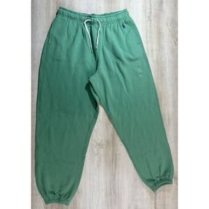 NWOT Polo Ralph Lauren Womens Sweatpants Green L Elastic Waist Fleece Blue Pony